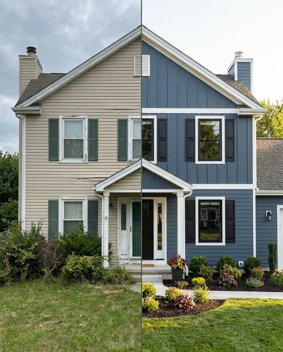 Siding project before and after